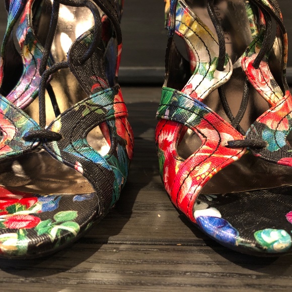 Multi-Color Floral Strappy Lace-Up Sexy MADDEN GIRL 4.25" High Heels DITAAA~8 - Picture 5 of 10